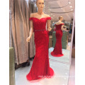 2017 Off Shoulder Sexy Red Stone Beaded Bling Bordados Mermaid Evening Dresses